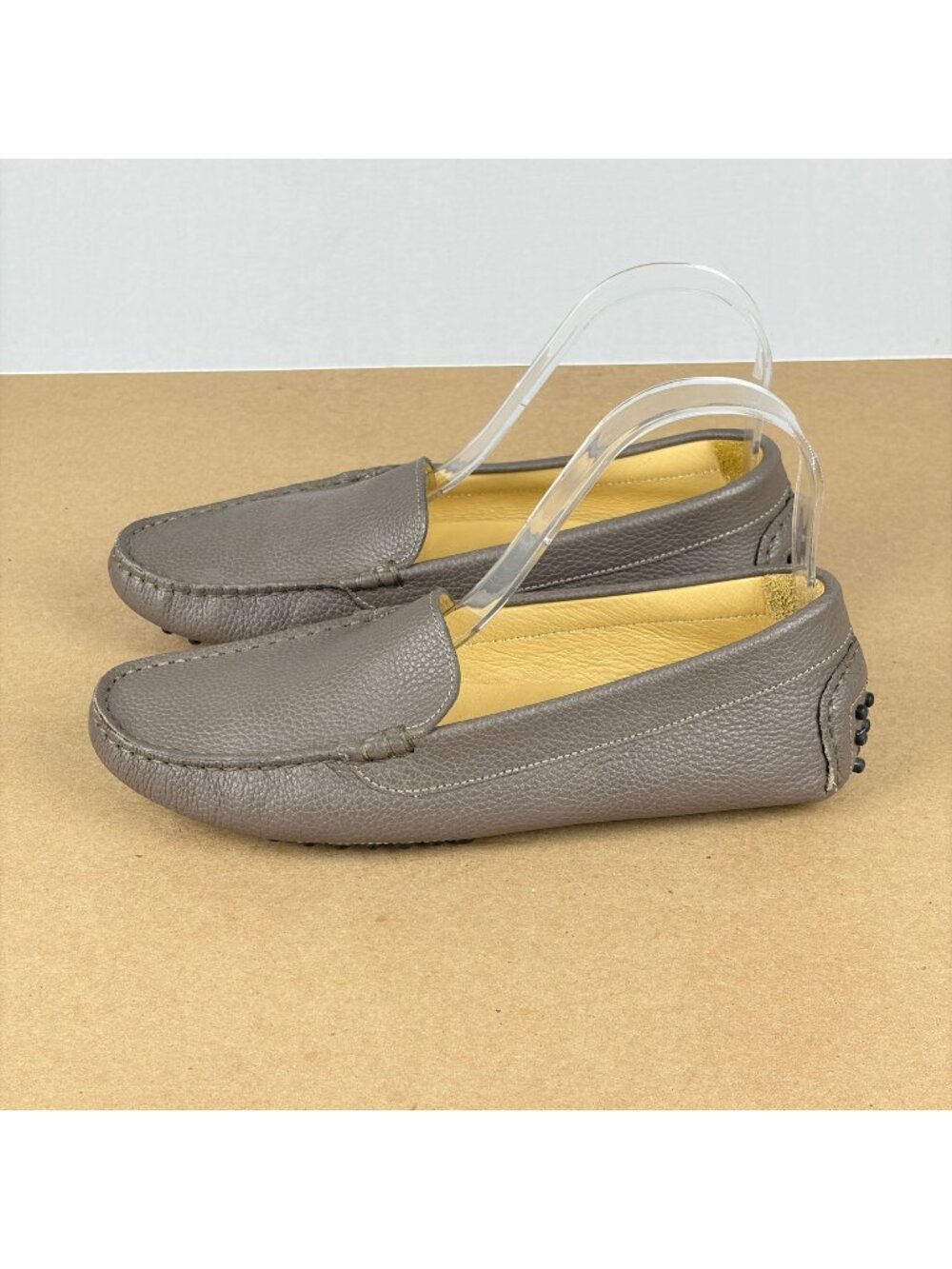 M. Gemi The Felize Leather Flats Loafers Womens 7 Italian 37 Taupe Slip On